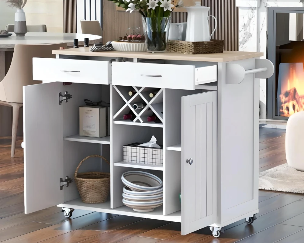 wooden kitchen island on wheels